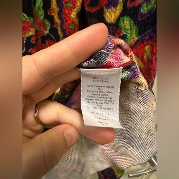 Talbots Colorful Flower Paisley Buttoned Cardigan, size LP - Picture 3 of 7